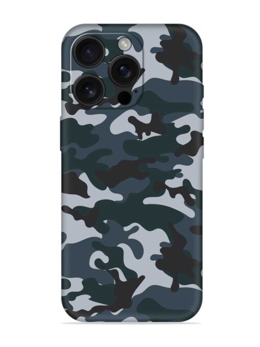 Dark Blue Army Military Art Embossed Soft Silicone Case for Apple Iphone 16 Pro Zapvi