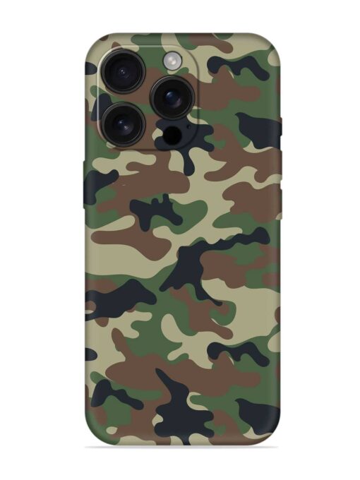 Army Military Camouflage Dark Green Embossed Soft Silicone Case for Apple Iphone 16 Pro Zapvi