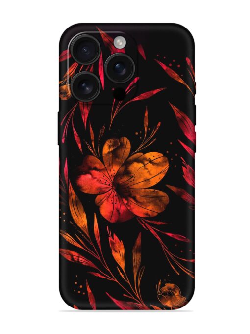 Red Flower Painting Embossed Soft Silicone Case for Apple Iphone 16 Pro Zapvi