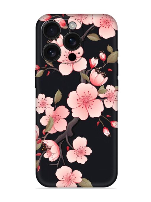 Cherry Blossom Embossed Soft Silicone Case for Apple Iphone 16 Pro Zapvi