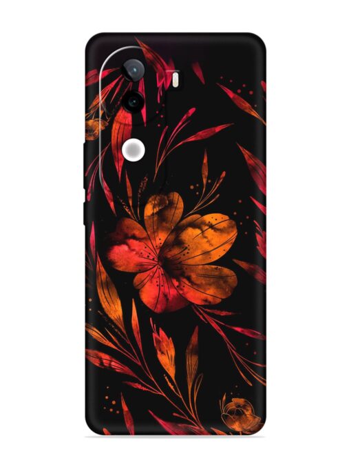 Red Flower Painting Embossed Soft Silicone Case for Iqoo Z9S (5G)