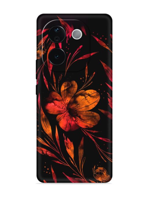 Red Flower Painting Embossed Soft Silicone Case for Iqoo Z9S Pro (5G) Zapvi