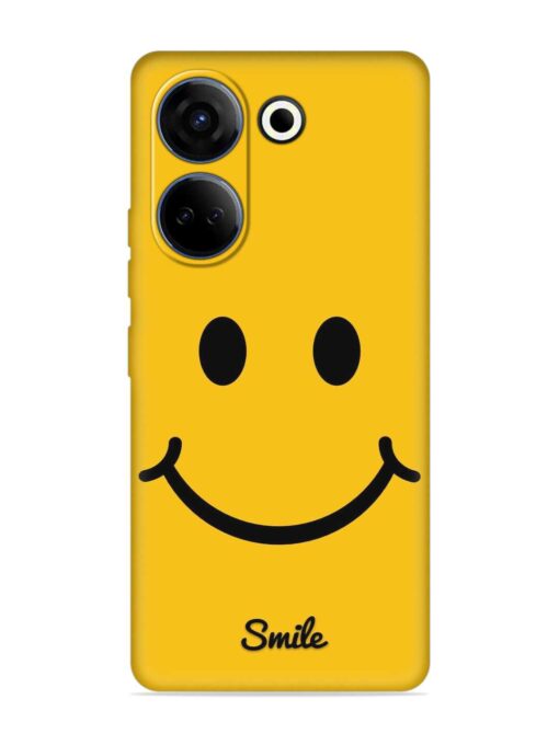 Yellow Smiley Embossed Soft Silicone Case for Tecno Camon 20 Zapvi