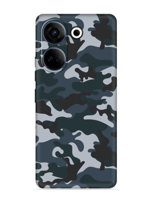 Dark Blue Army Military Art Embossed Soft Silicone Case for Tecno Camon 20