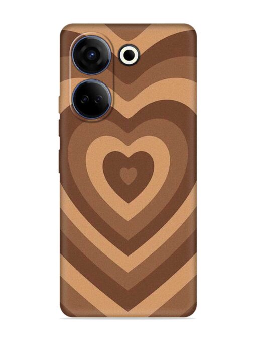 Brown Heart Embossed Soft Silicone Case for Tecno Camon 20