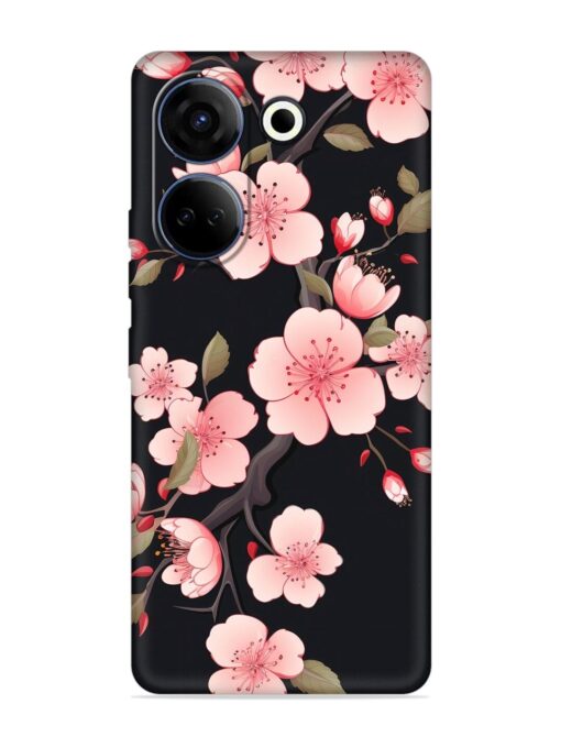 Cherry Blossom Embossed Soft Silicone Case for Tecno Camon 20