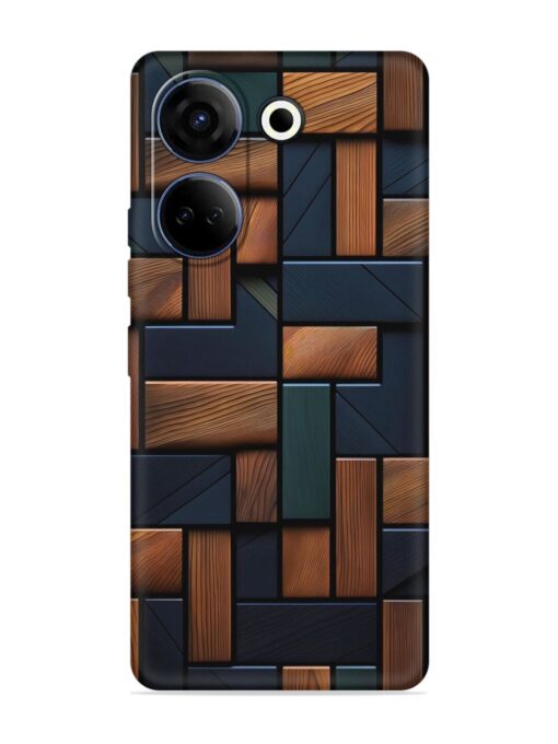 Wooden Background Cubes Embossed Soft Silicone Case for Tecno Camon 20 Zapvi