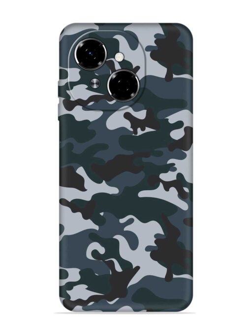 Dark Blue Army Military Art Embossed Soft Silicone Case for Tecno Spark Go 1