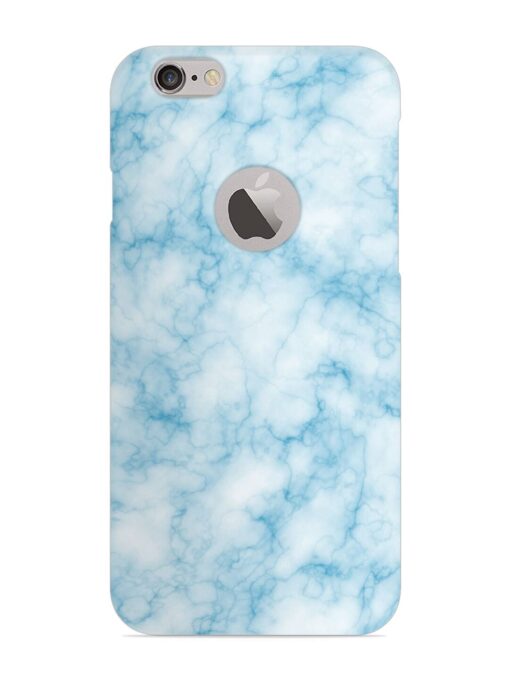 Blue White Natural Marble Snap Case for Apple Iphone 6 Plus (Logo Cut)