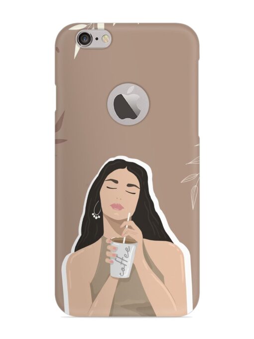 Girl With Coffee Snap Case for Apple Iphone 6 Plus (Logo Cut)