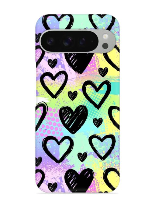 Bright Pattern Hearts Snap Case for Google Pixel 9 Pro