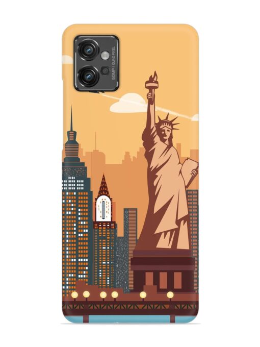 New York Statue Of Liberty Architectural Scenery Snap Case for Motorola Moto G32 Zapvi