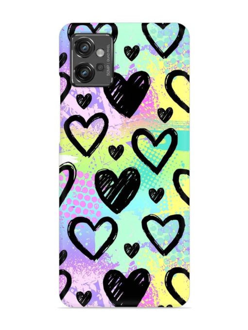 Bright Pattern Hearts Snap Case for Motorola Moto G32 Zapvi