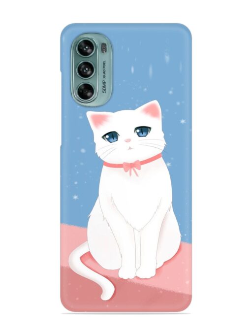 Cute White Cat Snap Case for Motorola Moto G62 (5G)