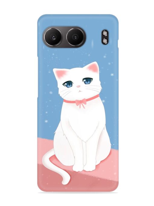 Cute White Cat Snap Case for Oneplus Nord 4 (5G)