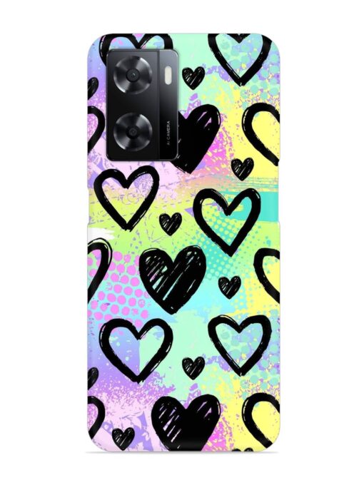 Bright Pattern Hearts Snap Case for Oppo A57 (5G) Zapvi