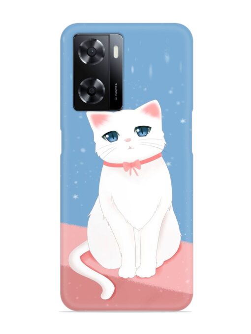 Cute White Cat Snap Case for Oppo A57 (5G)