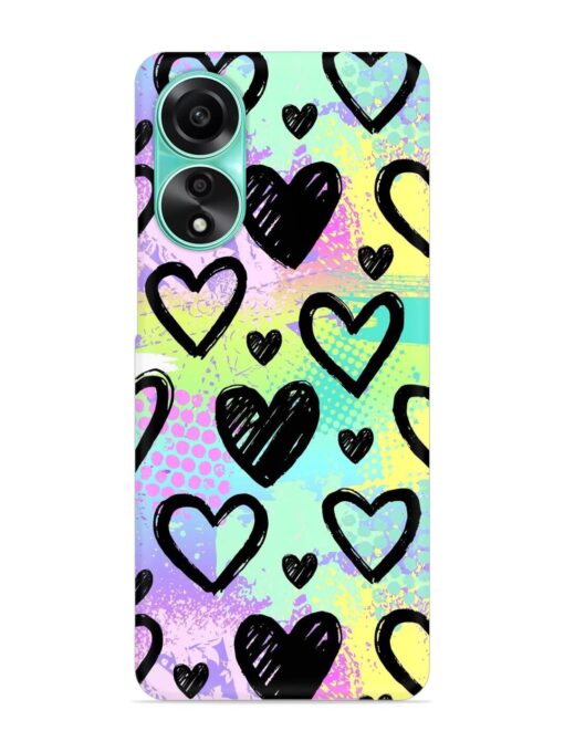 Bright Pattern Hearts Snap Case for Oppo A78 (4G) Zapvi