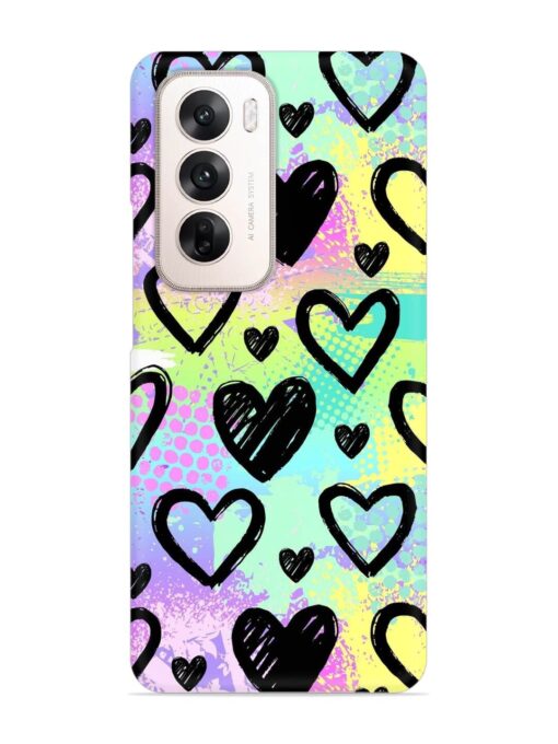 Bright Pattern Hearts Snap Case for Oppo Reno 12 (5G)