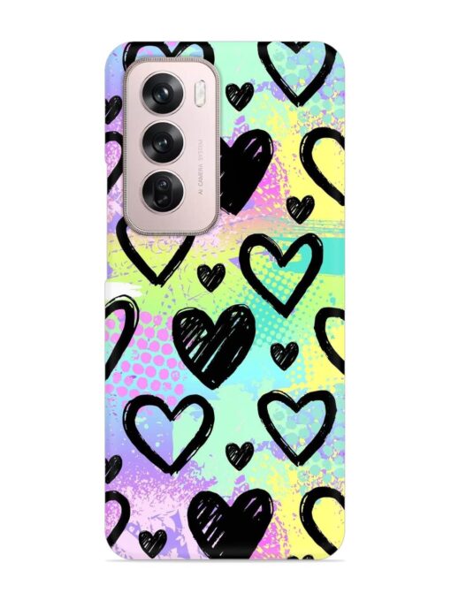 Bright Pattern Hearts Snap Case for Oppo Reno 12 Pro (5G)