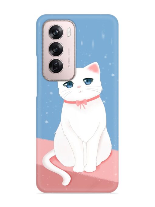 Cute White Cat Snap Case for Oppo Reno 12 Pro (5G) Zapvi