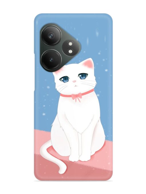 Cute White Cat Snap Case for Realme Gt 6T (5G) Zapvi