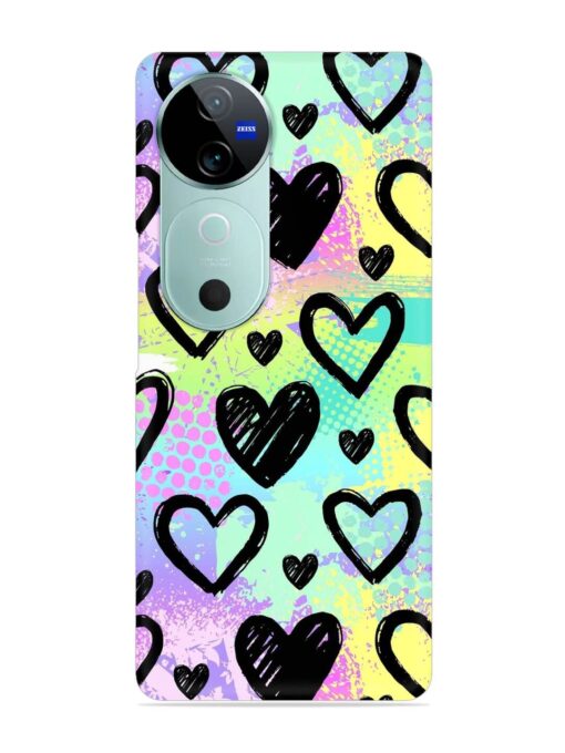 Bright Pattern Hearts Snap Case for Vivo V40 (5G)