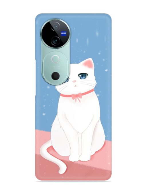 Cute White Cat Snap Case for Vivo V40 (5G)