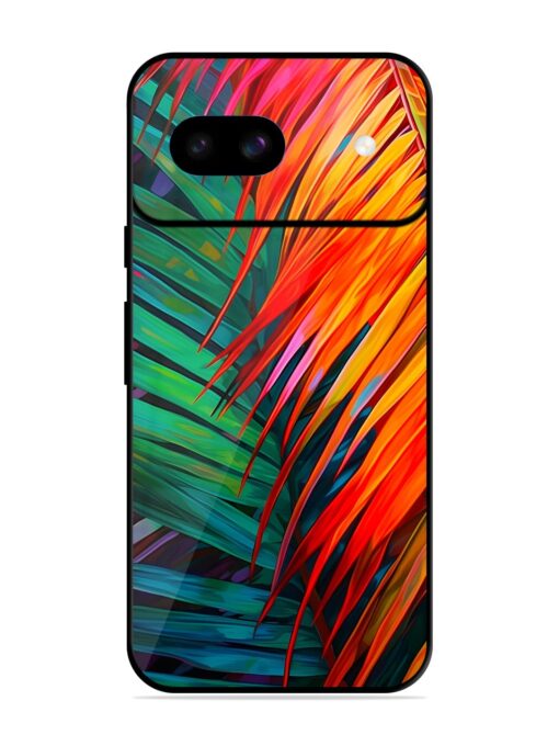 Painted Tropical Leaves Glossy Metal Phone Cover for Google Pixel 8A