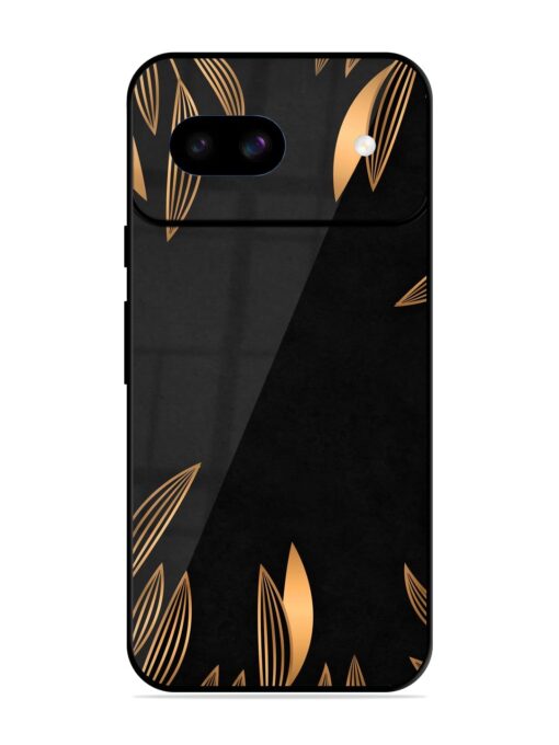 Golden Leaf Pattern Glossy Metal Phone Cover for Google Pixel 8A