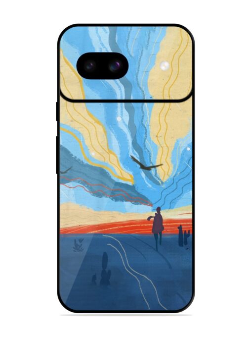 Minimal Abstract Landscape Glossy Metal Phone Cover for Google Pixel 8A Zapvi