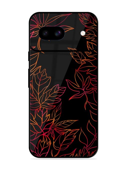 Red Floral Pattern Glossy Metal Phone Cover for Google Pixel 8A Zapvi