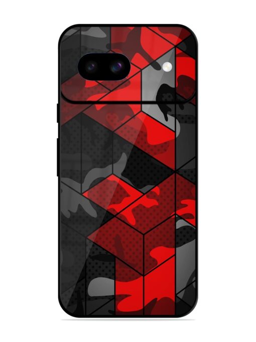 Royal Red Camouflage Pattern Glossy Metal Phone Cover for Google Pixel 8A Zapvi