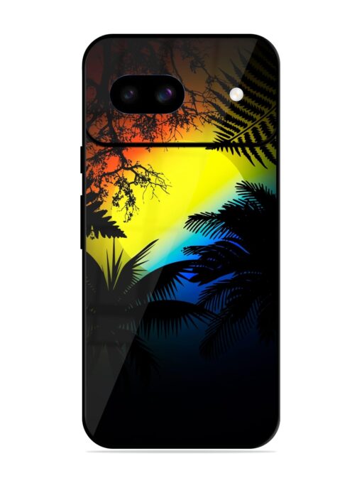 Colorful Sunset With Palm Trees Glossy Metal Phone Cover for Google Pixel 8A Zapvi