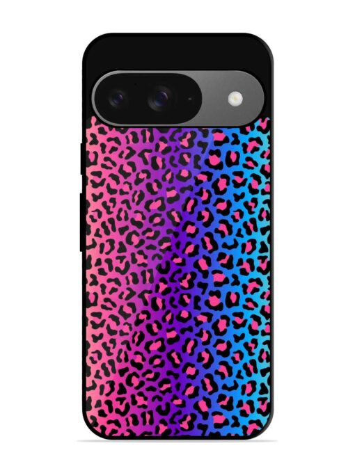 Colorful Leopard Seamless Glossy Metal Phone Cover for Google Pixel 9