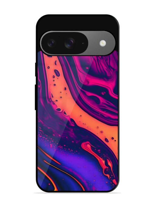 Fluid Blue Pink Art Glossy Metal Phone Cover for Google Pixel 9