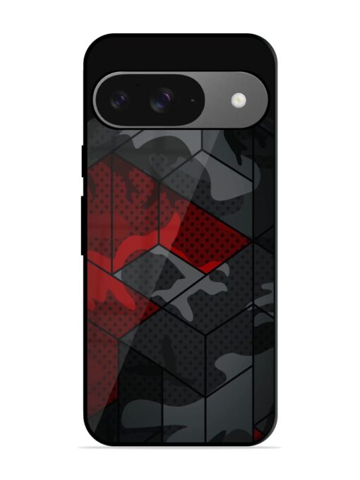 Red And Grey Pattern Glossy Metal Phone Cover for Google Pixel 9