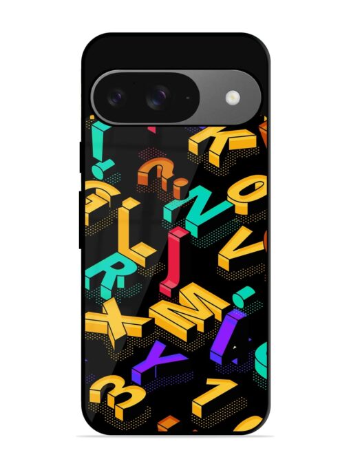 Seamless Pattern With Letters Glossy Metal Phone Cover for Google Pixel 9