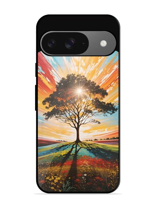 Abstract Tree Colorful Art Glossy Metal Phone Cover for Google Pixel 9 Zapvi