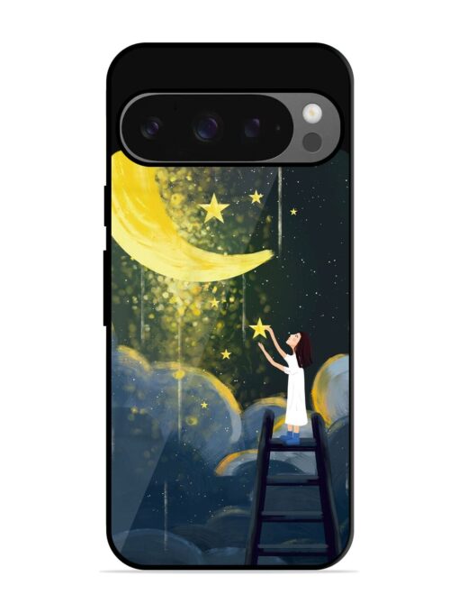 Moonlight Healing Night Illustration Glossy Metal TPU Phone Cover for Google Pixel 9 Pro