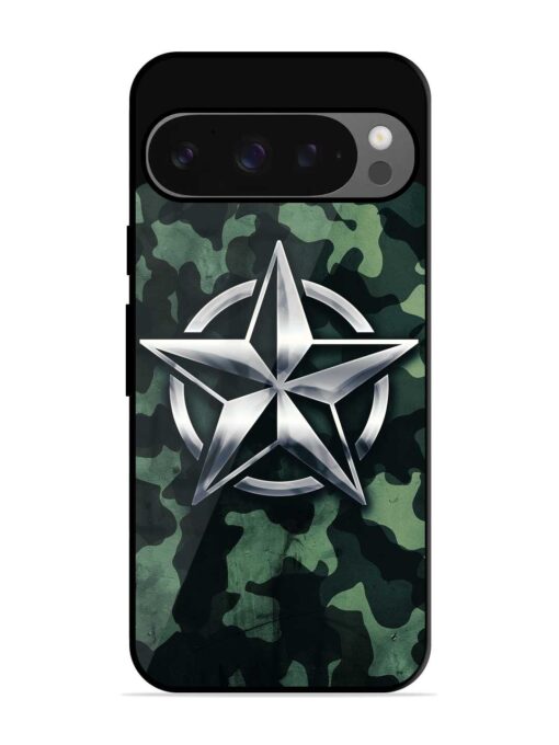 Indian Army Star Design Glossy Metal Phone Cover for Google Pixel 9 Pro