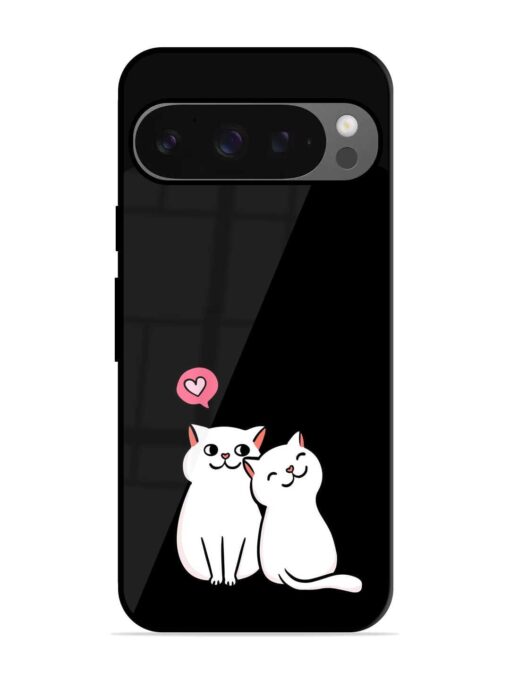 Cat Love Glossy Metal Phone Cover for Google Pixel 9 Pro