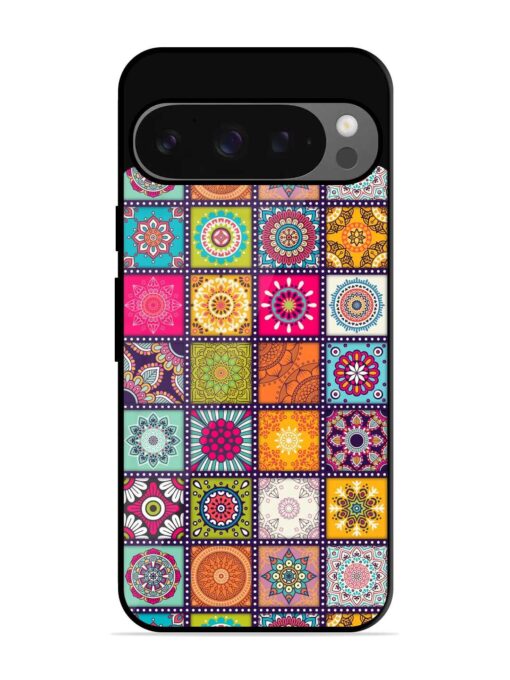 Seamless Pattern Vintage Glossy Metal Phone Cover for Google Pixel 9 Pro