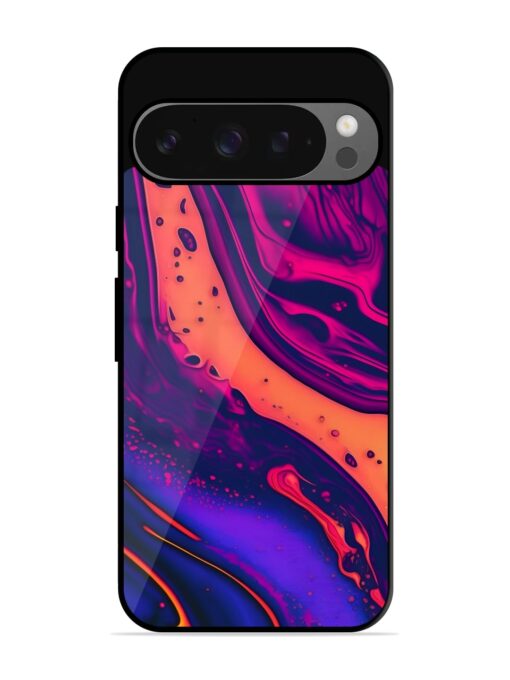 Fluid Blue Pink Art Glossy Metal Phone Cover for Google Pixel 9 Pro