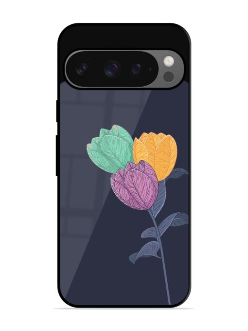 Flower Vector Glossy Metal Phone Cover for Google Pixel 9 Pro