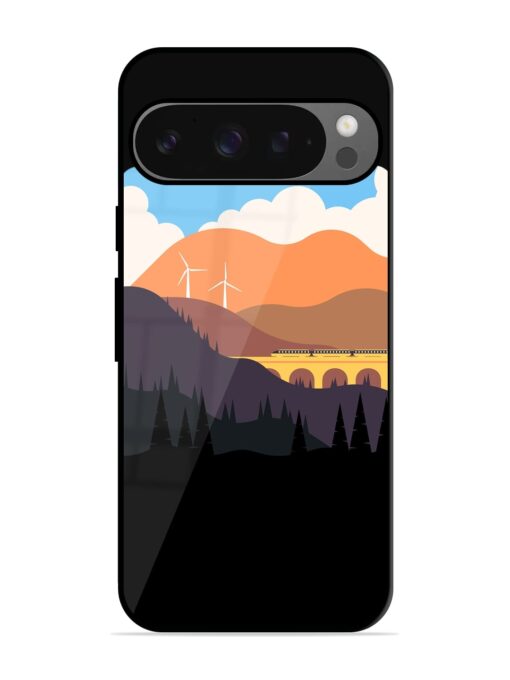 Minimal Mountain Vector Glossy Metal Phone Cover for Google Pixel 9 Pro