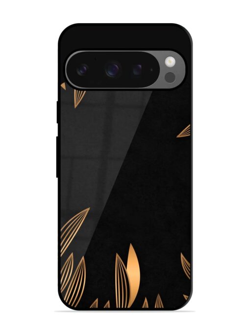 Golden Leaf Pattern Glossy Metal Phone Cover for Google Pixel 9 Pro