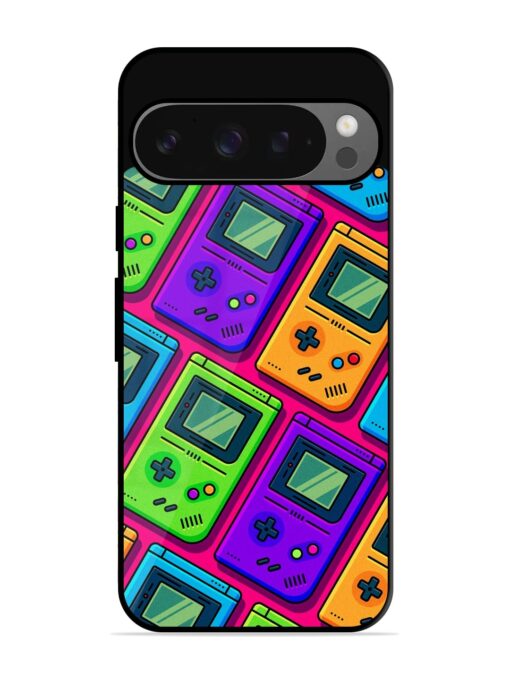 Game Seamless Pattern Glossy Metal Phone Cover for Google Pixel 9 Pro