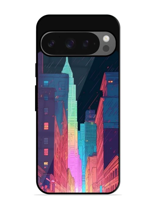 Minimal City Art Glossy Metal Phone Cover for Google Pixel 9 Pro