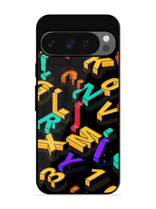 Seamless Pattern With Letters Glossy Metal Phone Cover for Google Pixel 9 Pro